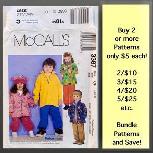 McCall's 3387 Uncut Sewing Pattern Toddler/Child’s Winter Outerwear Size 4-5-6